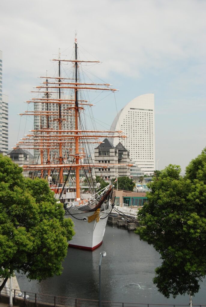 sailboat, yokohama, times, sail, nature, boat, ship, sky, ocean, traditional, pirate ship